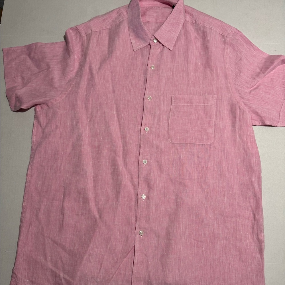 Tasso Elba Men's Pink SS Button Up Dress Shirt, XL